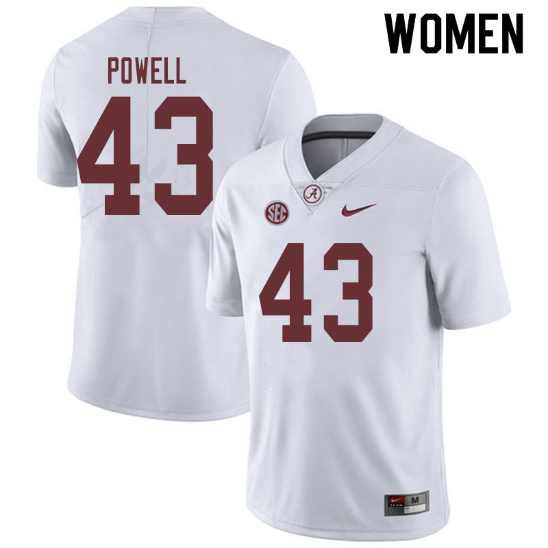 Women #43 Daniel Powell Alabama Crimson Tide College Football Jerseys Sale-White